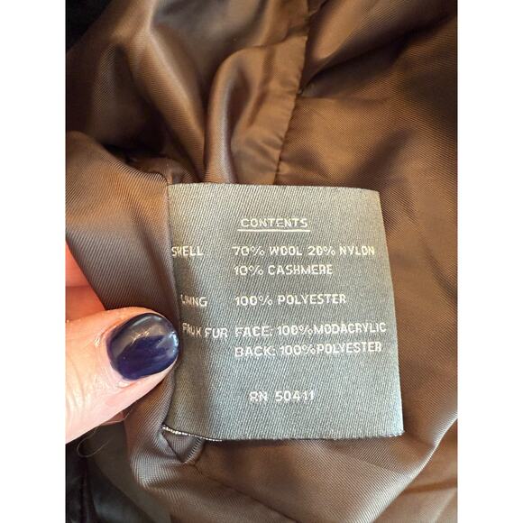 Vince Camuto Black Wool Cashmere Blend Belted Coat With Gold Buttons Medium - Picture 6 of 6